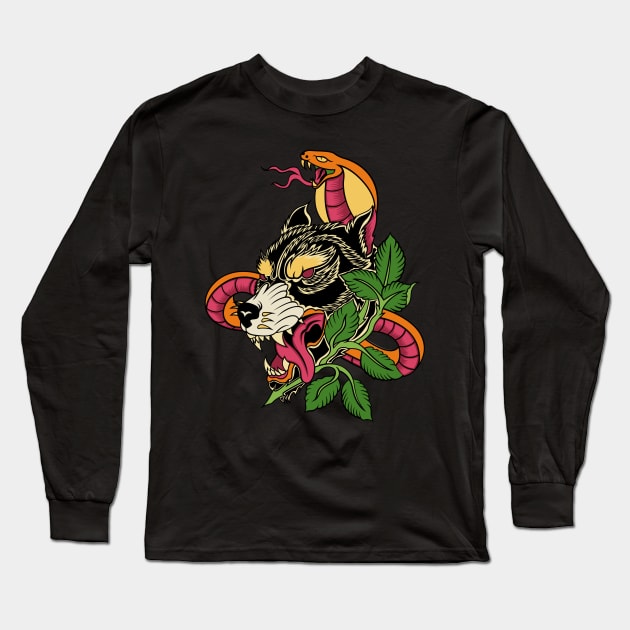 Beowulf and Snake Combo Long Sleeve T-Shirt by mystiza_art